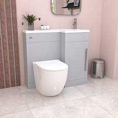 Nes Home Matte Grey RH Flat Pack Vanity WC Unit