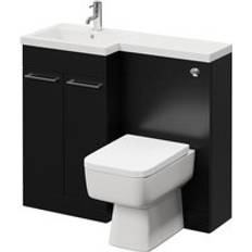 Combination Matt Black 1000mm Vanity Unit Toilet Suite