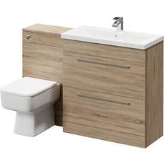 Bathroom Furniture Napoli 390 Bordalino Oak 1300mm Vanity Unit Toilet Suite