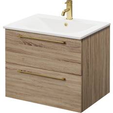 Bathroom Furniture Napoli Bordalino Oak 600mm Wall Mounted Vanity Unit