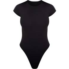 PrettyLittleThing Modal Cotton T Shirt Bodysuit - Black