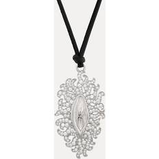 Vivienne Westwood Platinum Necklaces Vivienne Westwood Floriana Pendant Necklace - Platinum/White