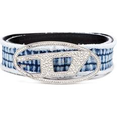 Denim - Women Belts Diesel Ceinture En Denim Et Cuir Avec Boucle En Cristal - Bleu