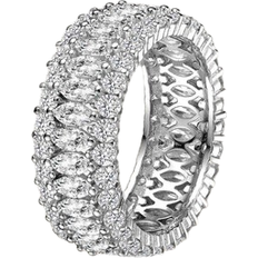 Genevive Sterling Silver Clear Marquise Cubic Zirconia Eternity Ring Grey