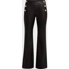 Sleek Statement Flare-Leg Leather Pants - Black