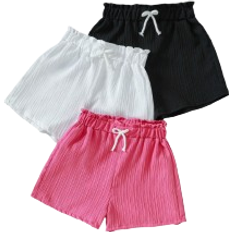 Shein pcsSet Solid Color Casual Bowknot Shorts For Teenage Girls Summer