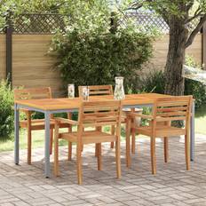 Brown - Metal Garden Table vidaXL Garden Table 200x90x75 cm Solid Acacia Wood and Metal