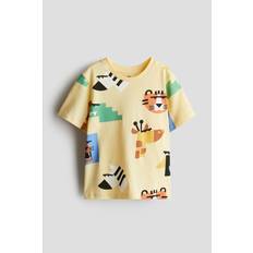 122/128 Överdelar Barnkläder H&M Gul T-shirt Med Tryck - Gul/Djur