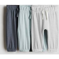 Turkosa Byxor Barnkläder H&M Turkos 3-Pack Bomullsbyxa - Dimblå/Randig