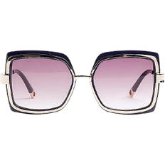 River Island Oversized Metal Square Sunglasses - Navy