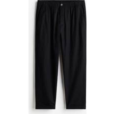 H&M Linen Blend Trousers Regular Fit - Black
