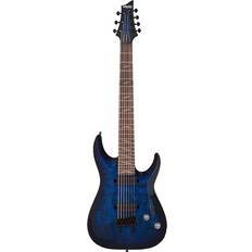 Schecter Omen Elite-7 7-String Electric Guitar See-Thru Blue Burst Bundle