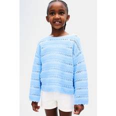 Girls Knitted Sweaters Children's Clothing H&M Pointelle Knit Cotton Jumper - Blue