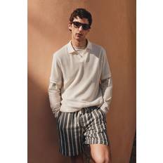 H&M Pikétröjor H&M Hålstickad Pikétröja Regular Fit - Crèmevit