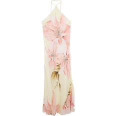 Women Dresses on sale River Island Halter Neck Floral Maxi Dress - Yellow