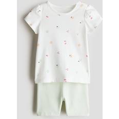18-24M Övriga sets Barnkläder H&M Baby 2-delat Set I Bomullstrikå - Ljusgrön/Frukter