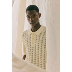 H&M White Polo Shirts H&M Pointelle Knit Polo Shirt - White
