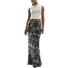 ASOS DESIGN chiffon bias maxi skirt in blurred abstract print-Multi