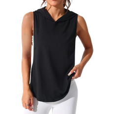 Shein Vests Shein Loose Letter Print Sleeveless Hoodie Vest - Casual Summer
