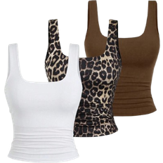 Shein Womens Casual Ruched Square Neck Slim Fit Tank Top