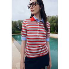 Red - Women Polo Shirts H&M Ribbed Polo Shirt - Red