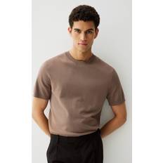 H&M Herre T-shirts H&M Finstrikket T-shirt Slim Fit - Beige