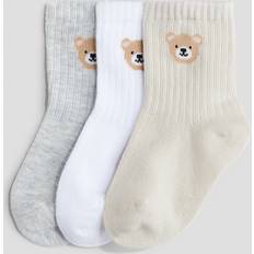 Återvunna material Strumpor Barnkläder H&M Baby 3-Pack Strumpor - Beige/Nallebjörn