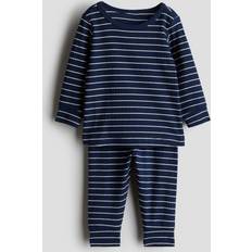 H&M Ribbat Set I Bomull - Marinblå/Randig