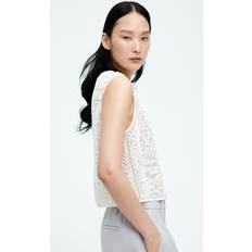 H&M Sheer Embroidered Top - White