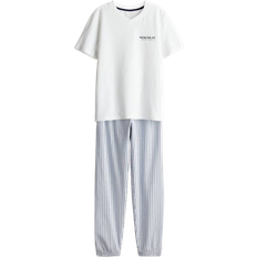 H&M Pyjama Aus Baumwolljersey - Weiß