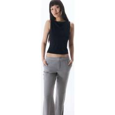 H&M Linen Blend Tailored Trousers - Grey