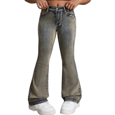 Girls school trousers Shein Tween Girls YK Trendy Retro Stonewashed Vintage Denim Flare Leg Jeans PantsGirls Fall Clothes Back To School Streetwear Outfits