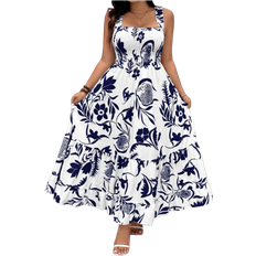 Shein Plus Floral Cami Dress With Ruffled Hemline And Gathered Bust