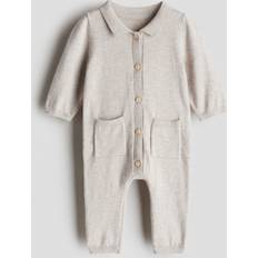 6-9M Jumpsuits H&M Stickad Romper I Bomull - Ljus Mullvad