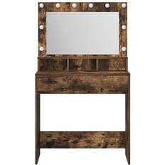 vidaXL Makeupbord Med LED-Lys I Røget Eg 79 x 41 x 135 cm Toiletbord 75.5x41cm