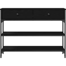 vidaXL Sort Eg 100 x 25 x 75 cm Ingeniørtræ & Stål Konsolbord 100x25cm