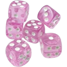 Shein 6pcs/set, 16mm Pink Game Dice Set, Board Game Accessories Christmas,Halloween,Thanksgiving Gift