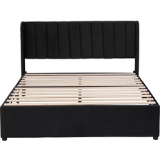 Lattenrost 140 x 200 Flieks Flieks Polsterbett 140x200 cm Doppelbett mit Lattenrost und 2 Schubladen Schwarz Bettrahmen 140x207.5cm