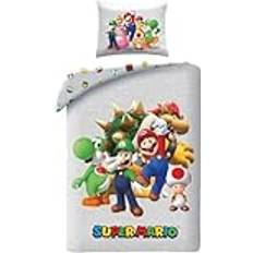 Super mario sengetøj Halantex Super Mario Duvet Set Ver. 4 140 x 200 cm 70 x 90 cm Dynebetræk Grå (200x140cm)