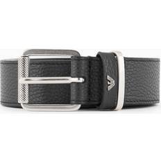 Emporio Armani Skärp Emporio Armani Pebbled Leather Belt Oversized Logo Lettering