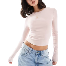Bershka Long Sleeve Baby Tee - Dusty Pink