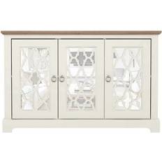 Beige Cabinets GFW Honiton Ivory Mirrored 3 Door Sideboard 116.1x74.4cm