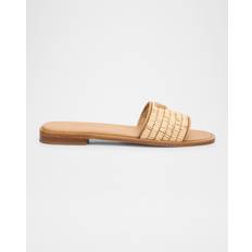 Prada Slides Prada Women's Leather Slides with Crochet Details - Tan/Beige