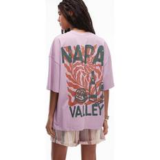 Topshop Napa Valley Oversized Tee With Backprint - Pink