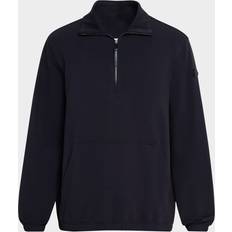 Moncler Men Jumpers Moncler Cotton Half-Zip Sweatshirt - Blue
