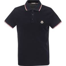 Moncler Herr Pikétröjor Moncler Collection Tricolor-Trimmed Cotton Piquet Polo Shirt - Blue