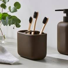Dunelm Chocolate Ceramic Double Toothbrush Holder