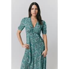 Ghost Flo Floral Midi Tea Dress - Green Cluster