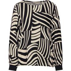 Street One Rundhalsbluse Mit Print - Beige/Schwarz