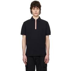 Green Polo Shirts Moncler Tricolour Trim Cotton Piquet Polo Shirt - Black Navy